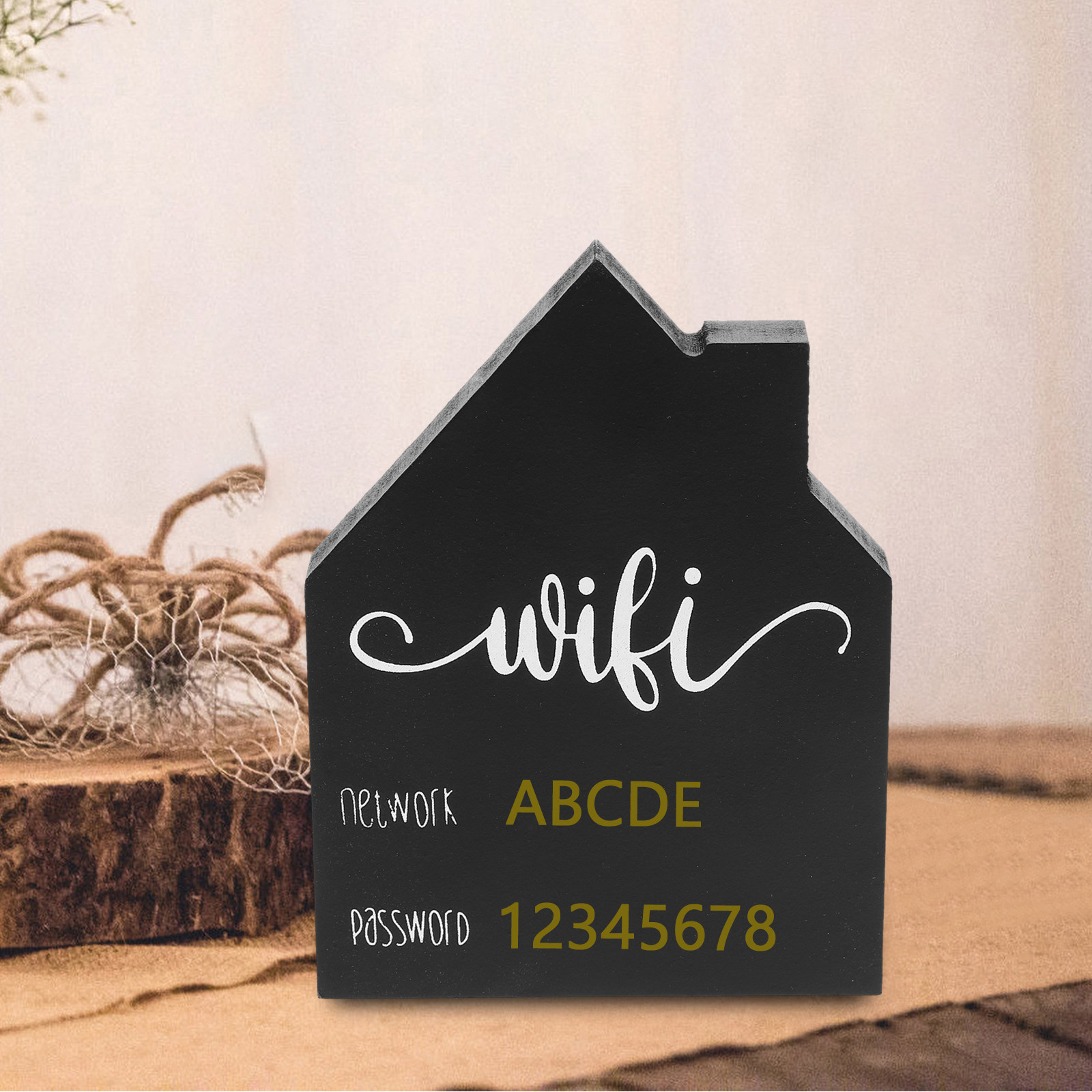 Home Office Updates - Durable Wooden Wifi Password Sign Freestanding