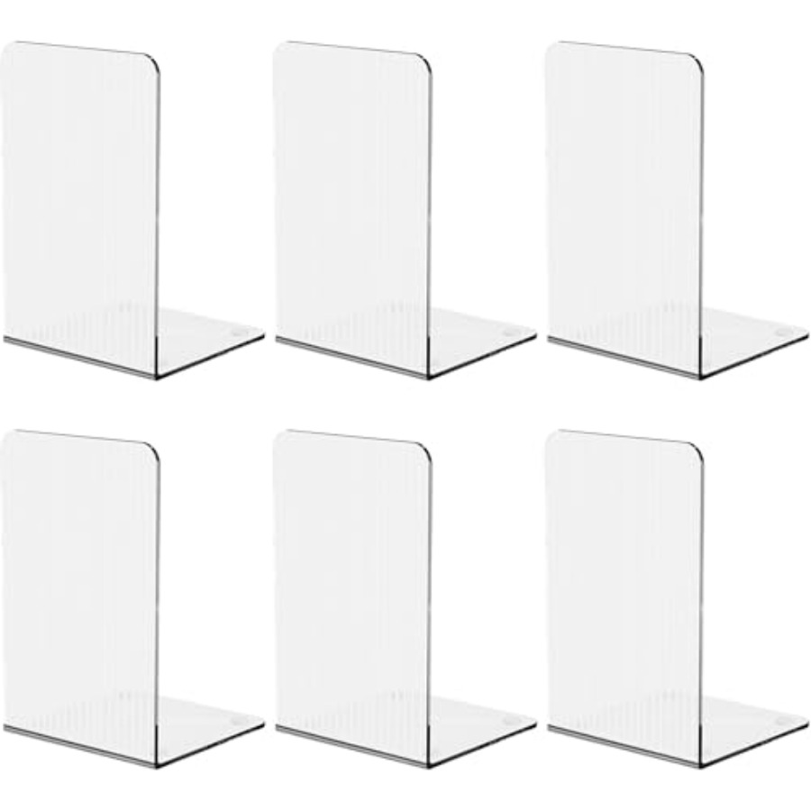 Home Office With Bookshelves - Book Ends for Shelves 6 Pcs