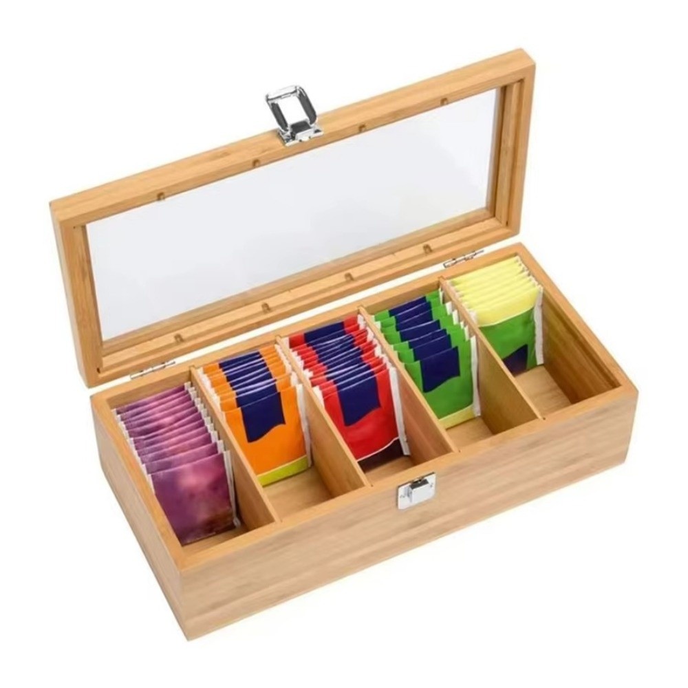 New Bamboo Tea bag Storage Box - مراجعة Home Office Bagas وسعره