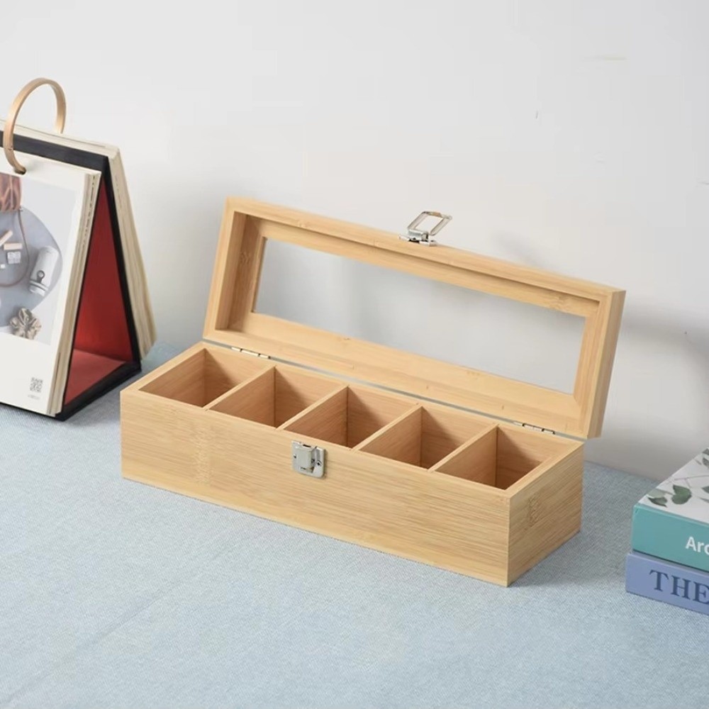 New Bamboo Tea bag Storage Box - مراجعة Home Office Bagas وسعره