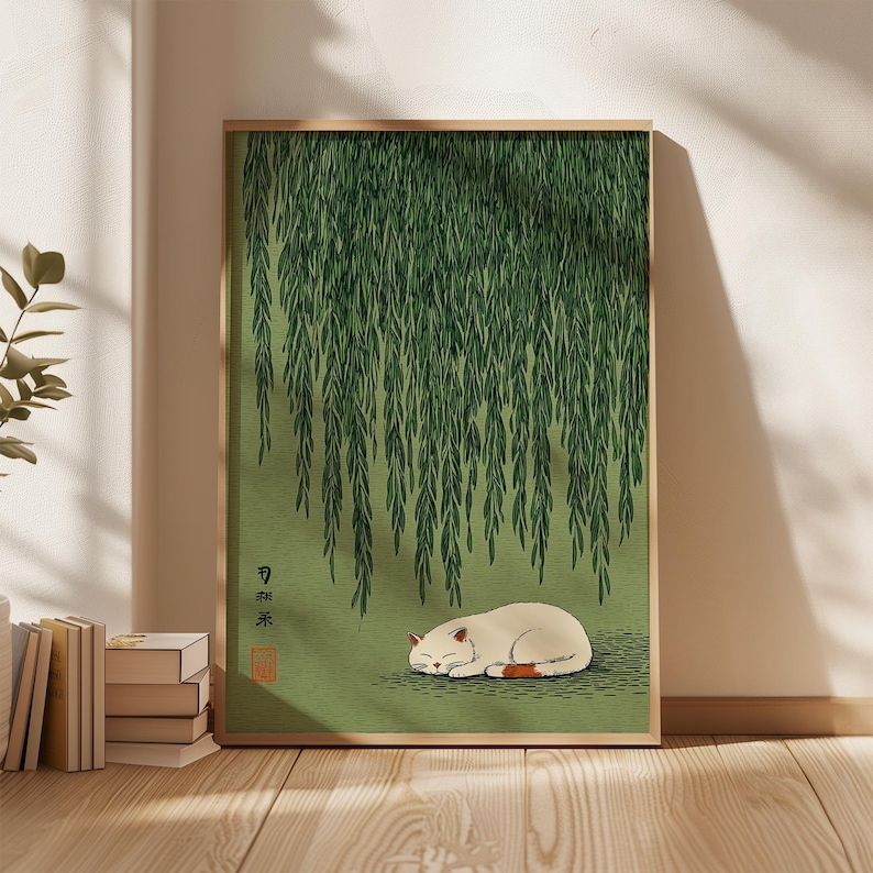 1pc Japanese Cat Under Willow  - مراجعة Home Office Youtube وسعره