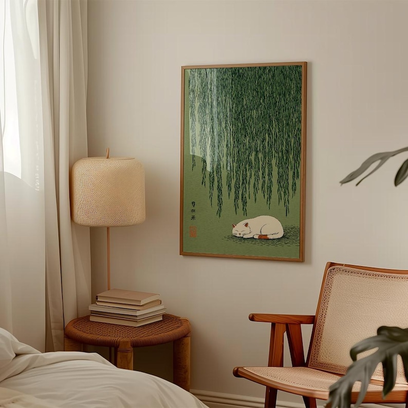 1pc Japanese Cat Under Willow  - مراجعة Home Office Youtube وسعره