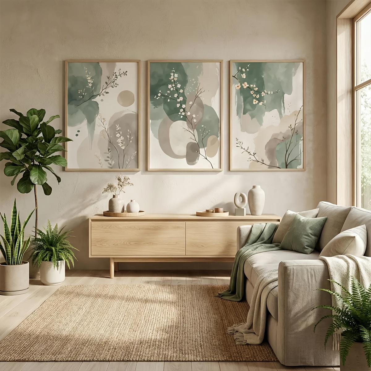 3pcs Japanese-Style Plant Canv - مراجعة Home Office Youtube وسعره