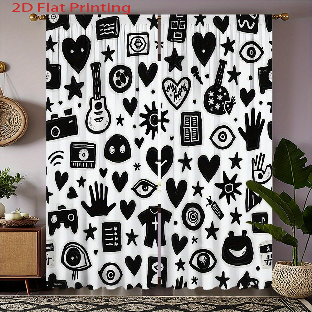 Graffiti Art Curtains 2pcs – B - مراجعة Home Office Icon وسعره
