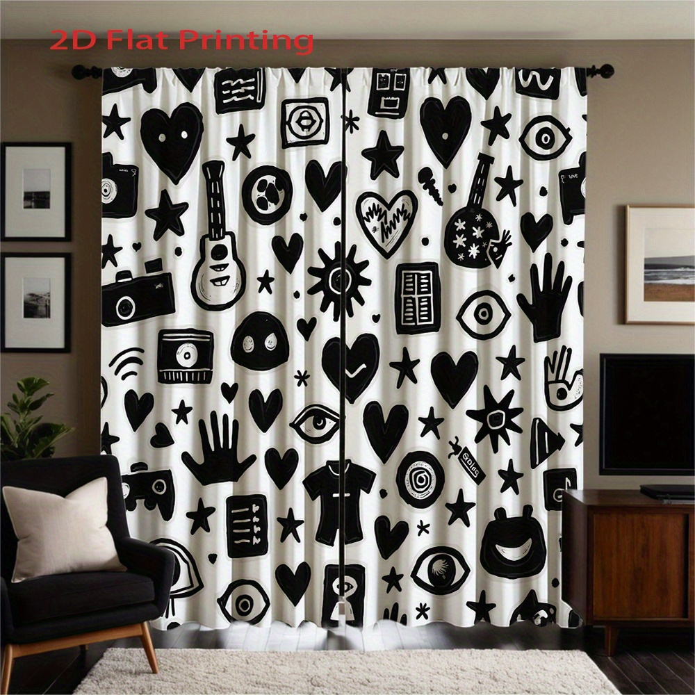 Graffiti Art Curtains 2pcs – B - مراجعة Home Office Icon وسعره