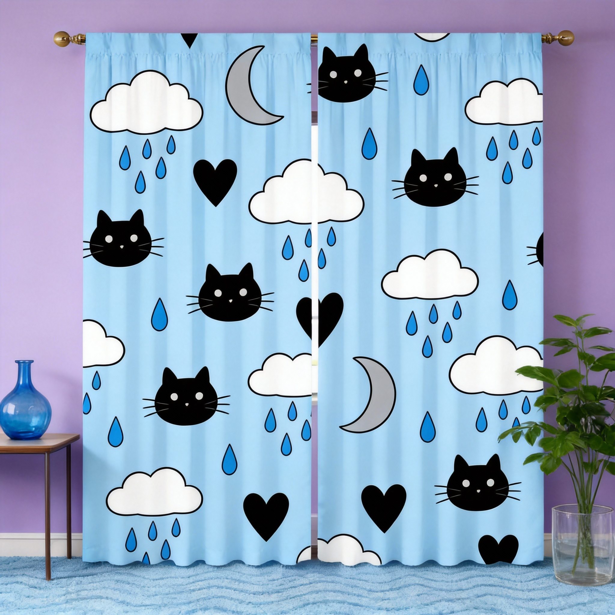 Graffiti Art Curtains 2pcs – B - مراجعة Home Office Icon وسعره