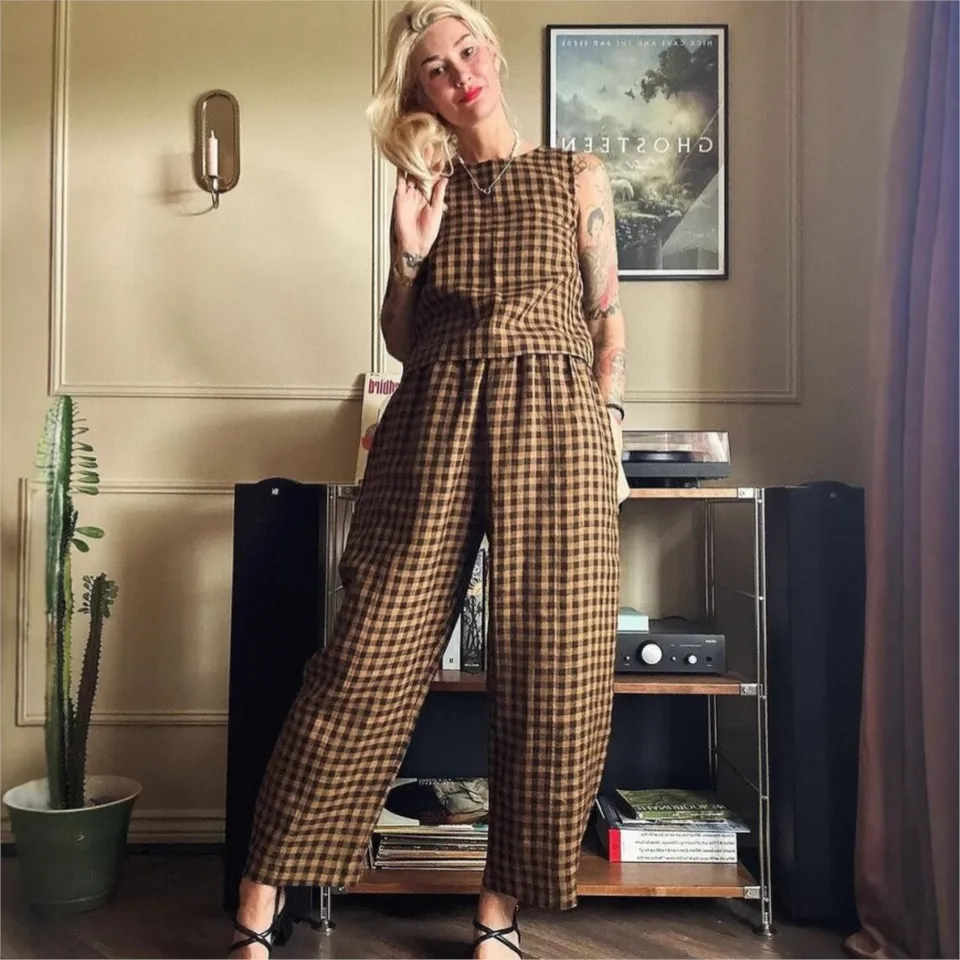 Fashion Printed Plaid Sleevele - مراجعة Home Office 2024 وسعره