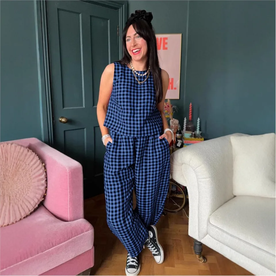 Fashion Printed Plaid Sleevele - مراجعة Home Office 2024 وسعره