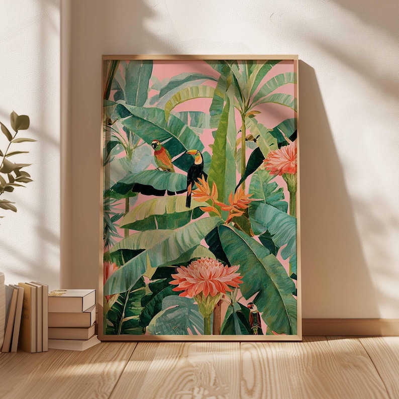 1pc Retro Tropical Canvas Post - مراجعة Home Office Youtube وسعره