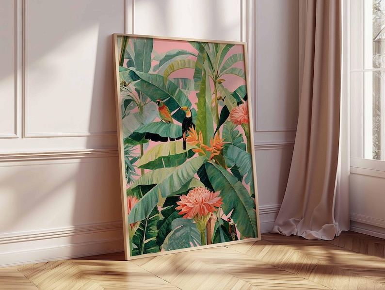 1pc Retro Tropical Canvas Post - مراجعة Home Office Youtube وسعره