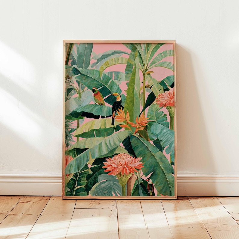 1pc Retro Tropical Canvas Post - مراجعة Home Office Youtube وسعره