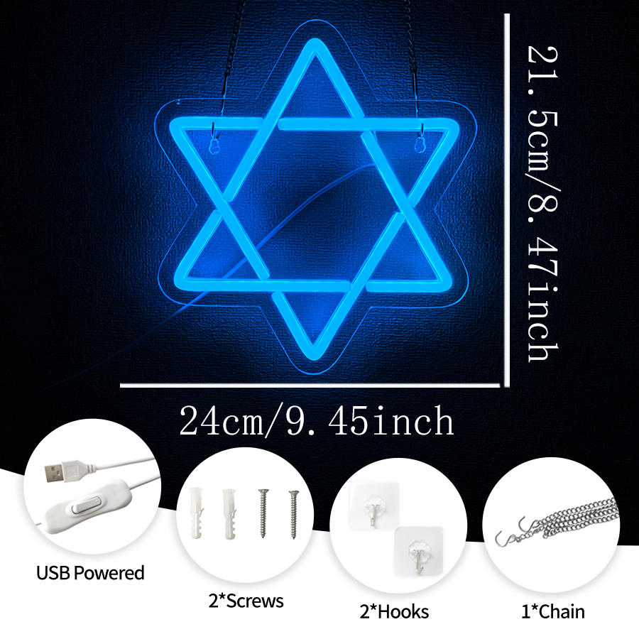 David Star Blue Led Neon Sign, - مراجعة Home Office Icon وسعره