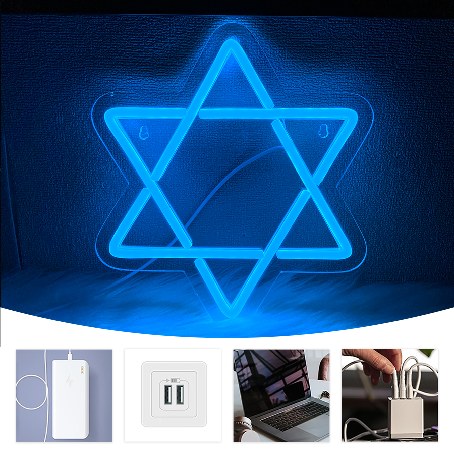 David Star Blue Led Neon Sign, - مراجعة Home Office Icon وسعره