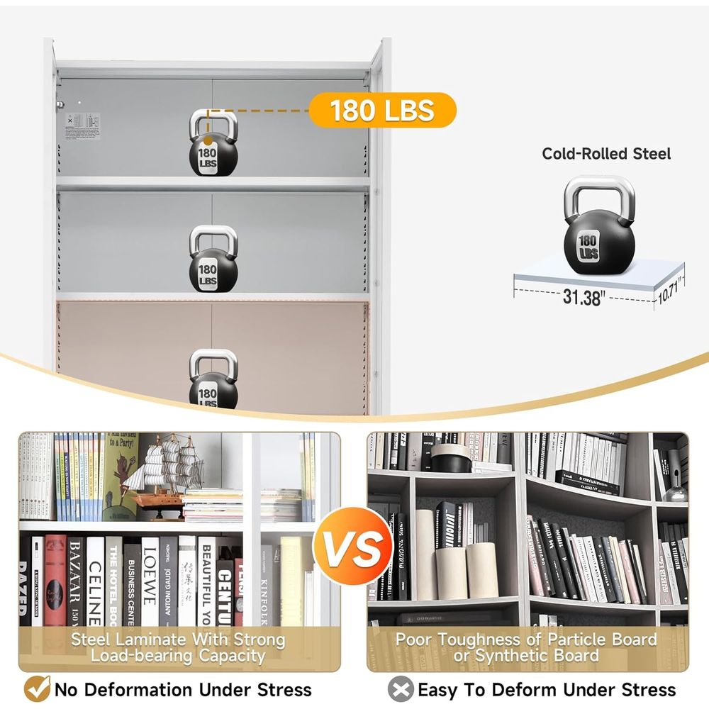 70.87 Tall Metal Bookshelf, 5- - مراجعة Home Office With Bookshelves وسعره