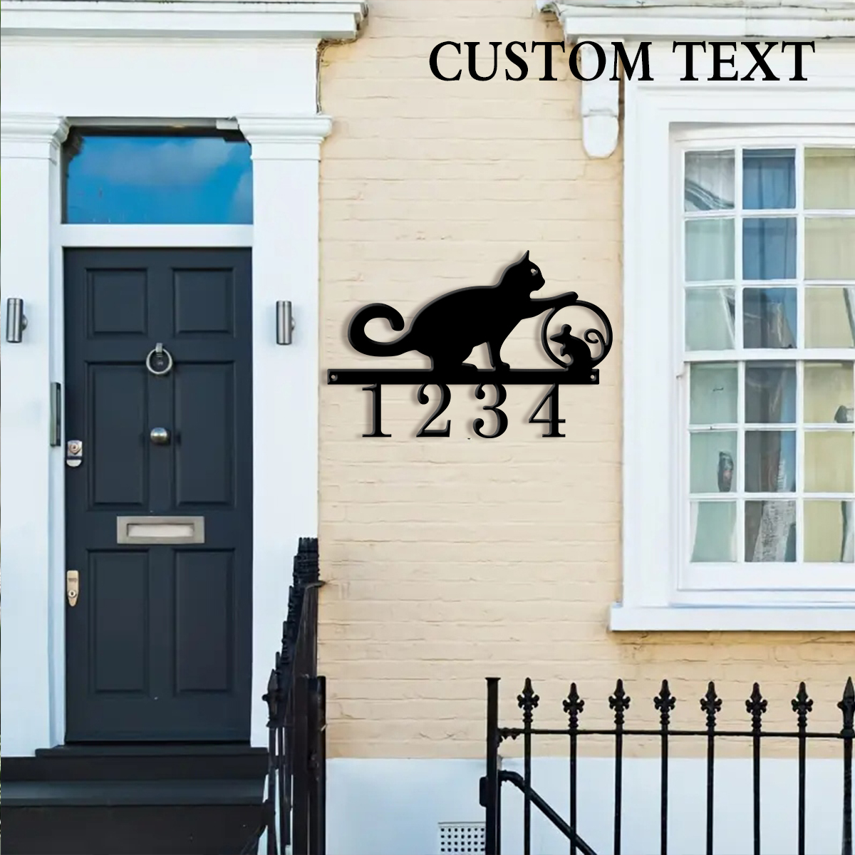 1Pc Custom cat Metal Door Stre - مراجعة Address Home Office وسعره