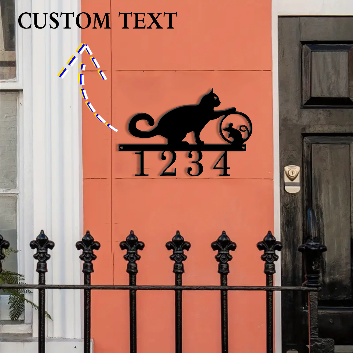 1Pc Custom cat Metal Door Stre - مراجعة Address Home Office وسعره