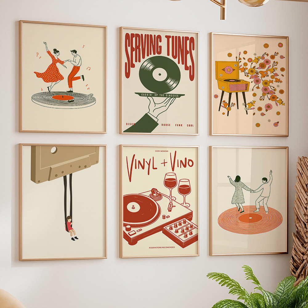 1pc Vintage Music Canvas Poste - مراجعة Home Office Youtube وسعره