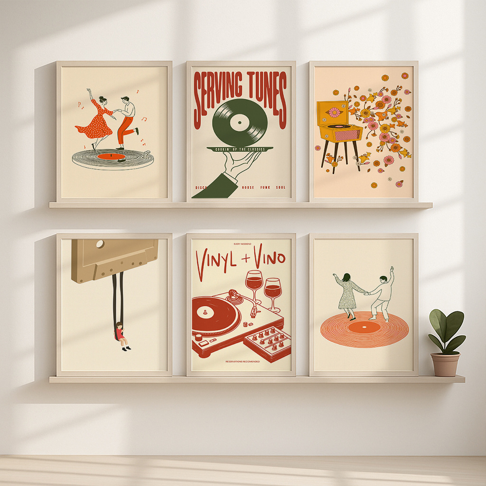 1pc Vintage Music Canvas Poste - مراجعة Home Office Youtube وسعره