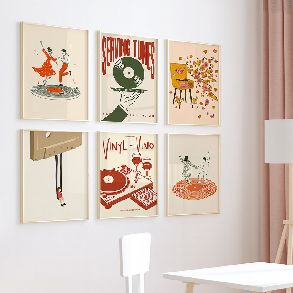 1pc Vintage Music Canvas Poste - مراجعة Home Office Youtube وسعره