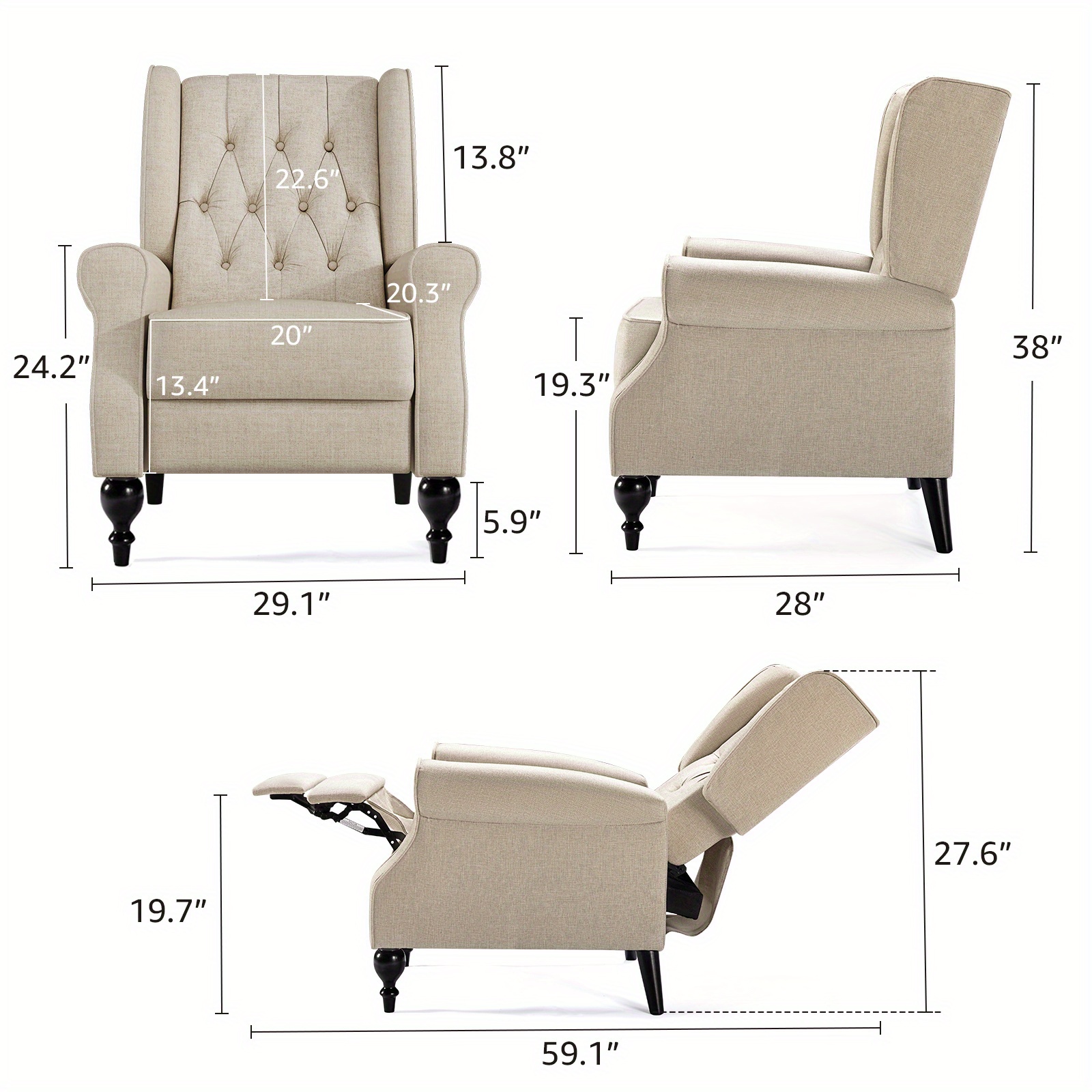 Cozy Tufted Push-Back Recliner - مراجعة Home Office With Sofa وسعره