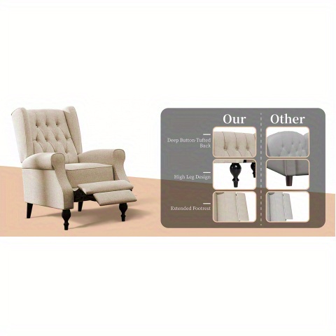 Cozy Tufted Push-Back Recliner - مراجعة Home Office With Sofa وسعره