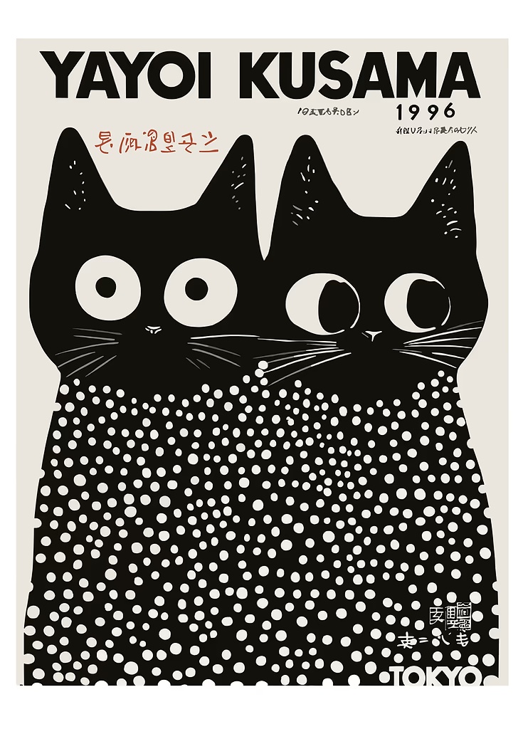 Yayoi Kusama Black Cats Series - مراجعة Home Office Youtube وسعره