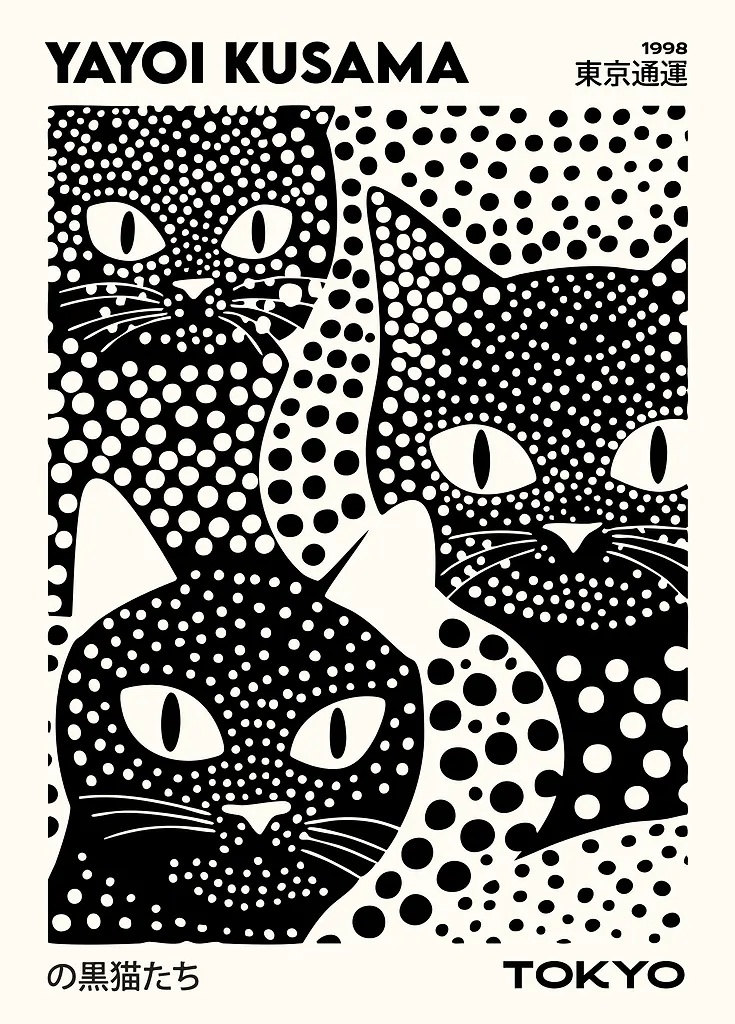 Yayoi Kusama Black Cats Series - مراجعة Home Office Youtube وسعره