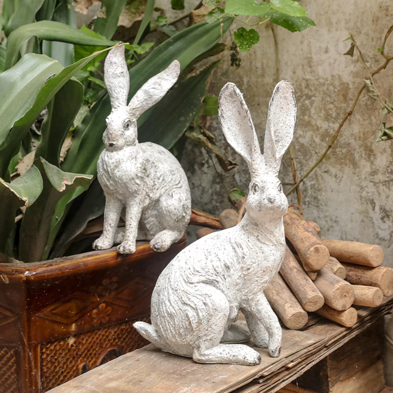 2Pcs Garden Statues Rabbit Sta - مراجعة Home Office With Bookshelves وسعره