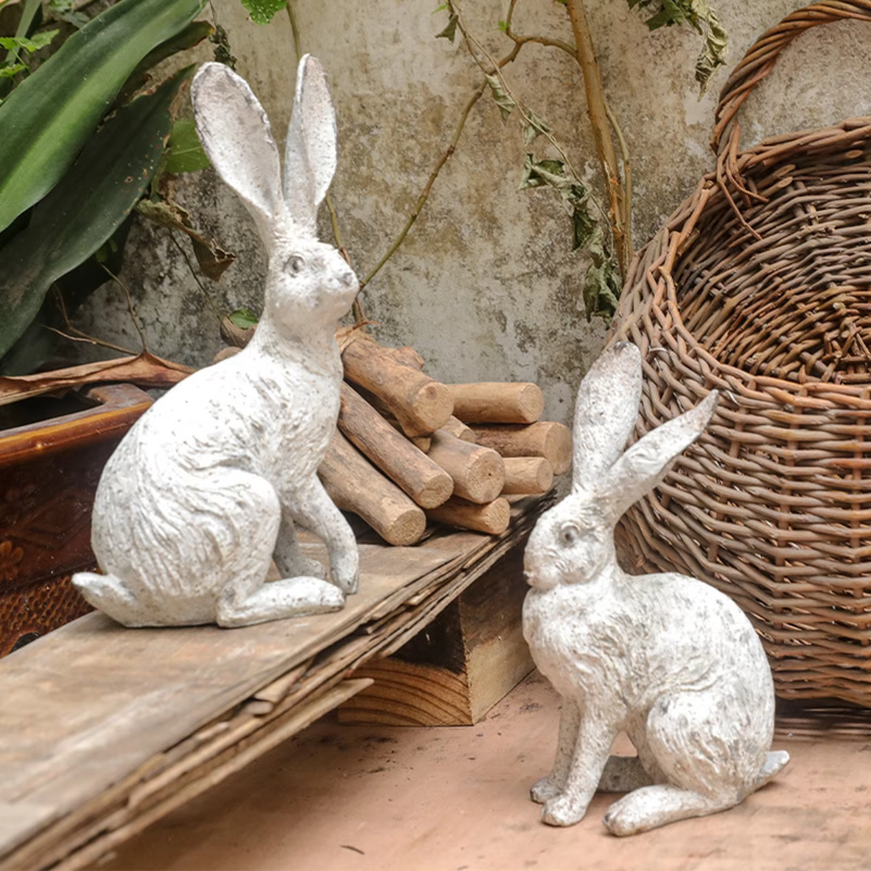 2Pcs Garden Statues Rabbit Sta - مراجعة Home Office With Bookshelves وسعره