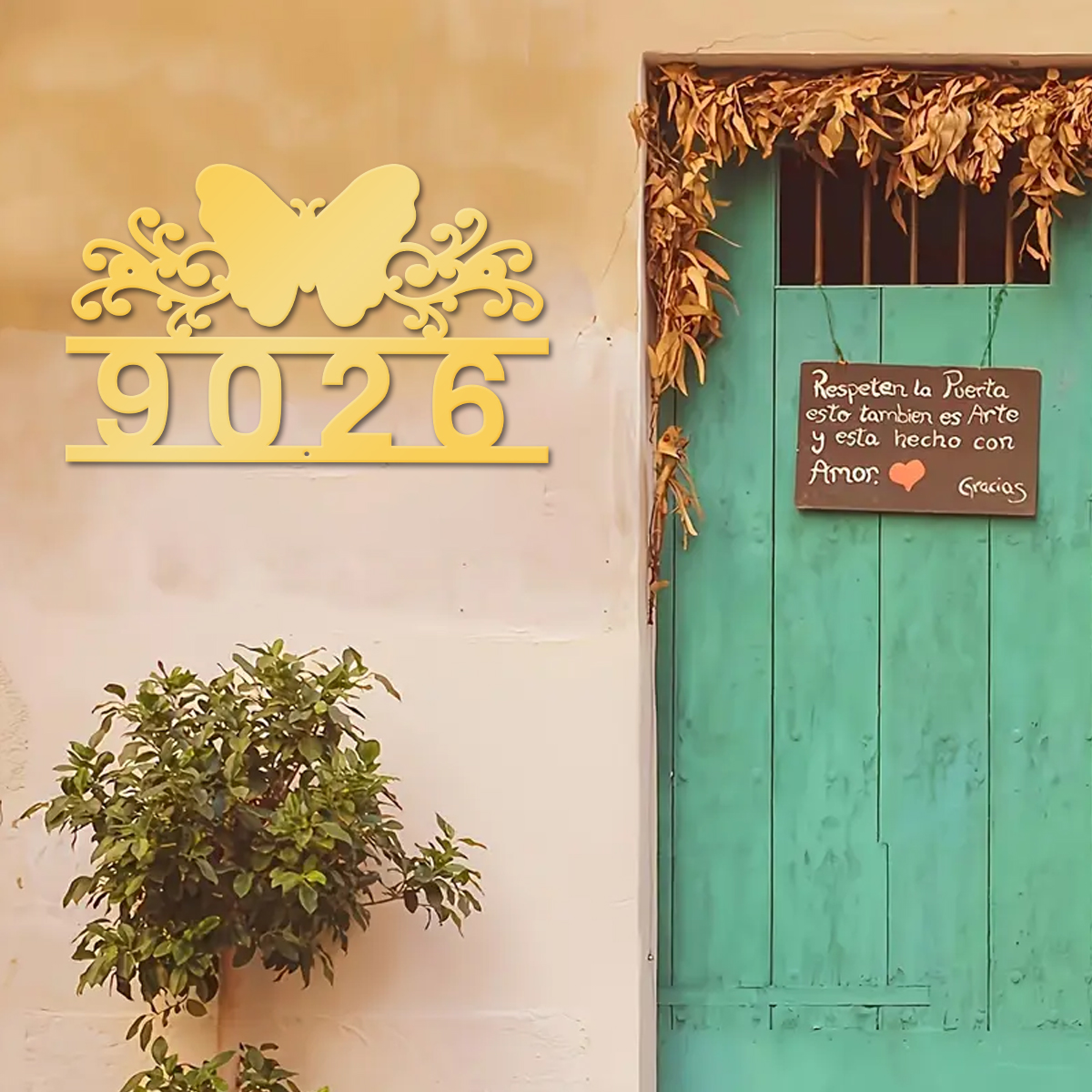 1Pc Custom butterfly Metal Str - مراجعة Address Home Office وسعره