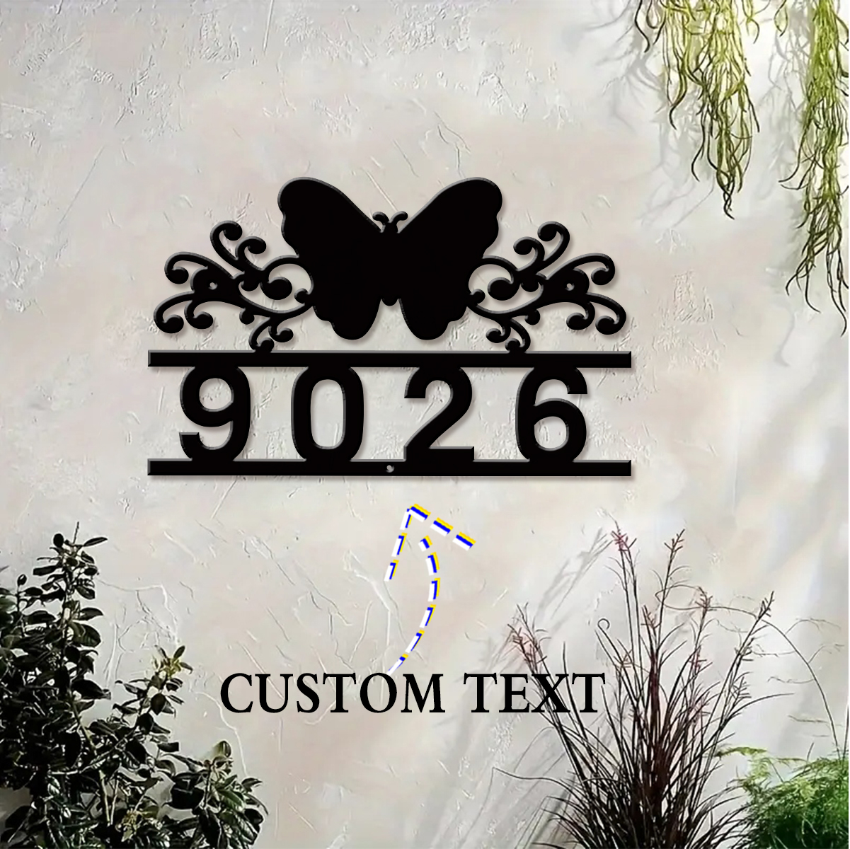 1Pc Custom butterfly Metal Str - مراجعة Address Home Office وسعره
