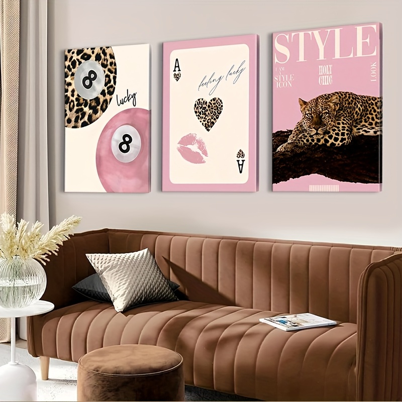 3pcs Leopard Cheetah Canvas Wa - مراجعة Home Office Youtube وسعره
