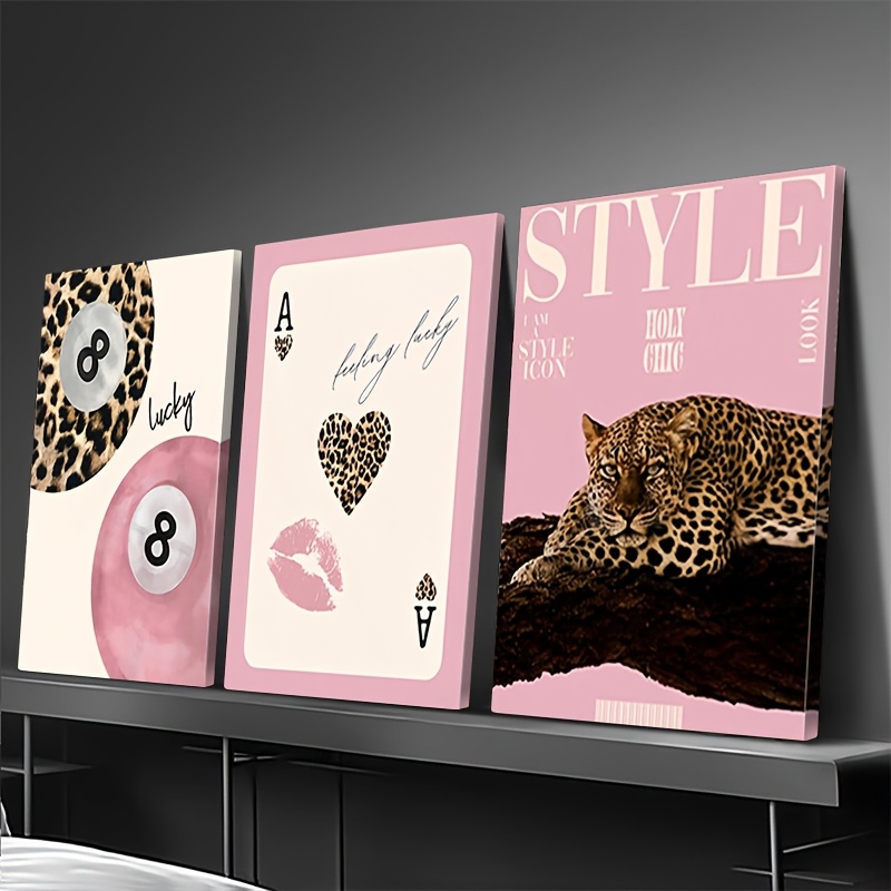 3pcs Leopard Cheetah Canvas Wa - مراجعة Home Office Youtube وسعره