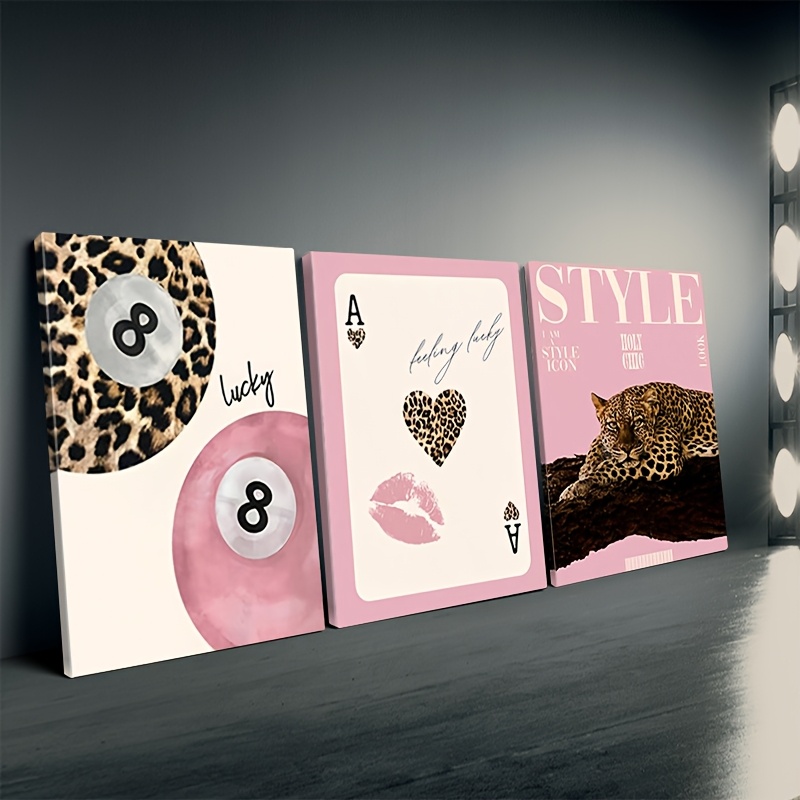 3pcs Leopard Cheetah Canvas Wa - مراجعة Home Office Youtube وسعره