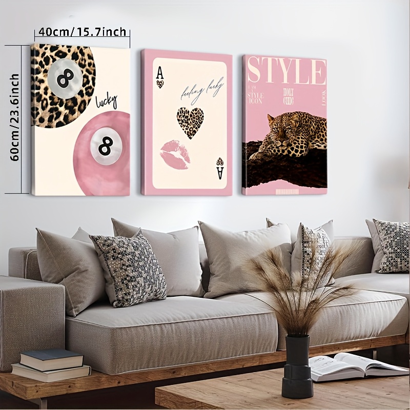 3pcs Leopard Cheetah Canvas Wa - مراجعة Home Office Youtube وسعره