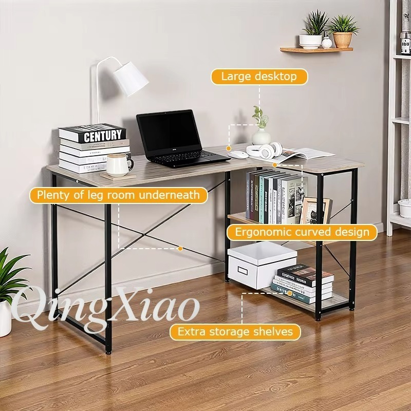 L Shaped Corner Desk With Book - مراجعة Home Office With Bookshelves وسعره