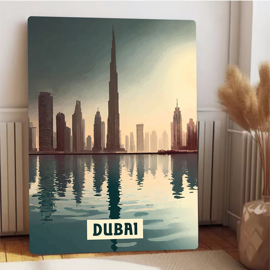 Dubai Skyline at Sunset Metal  - مراجعة Home Office Dubai وسعره
