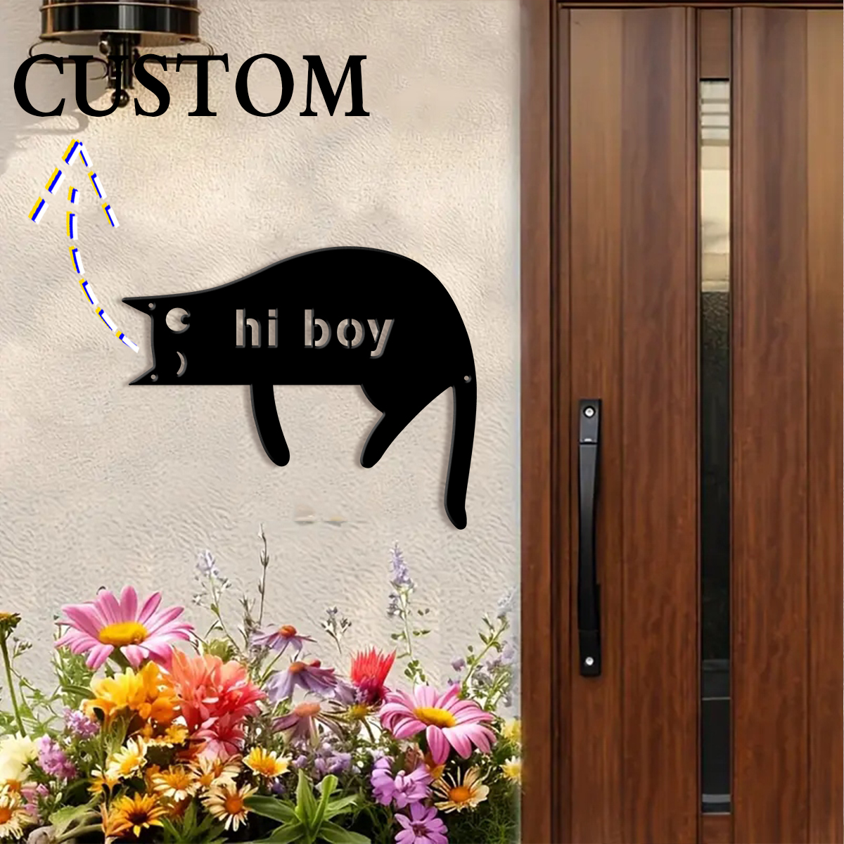 1Pc Custom cat Metal Door Stre - مراجعة Address Home Office وسعره