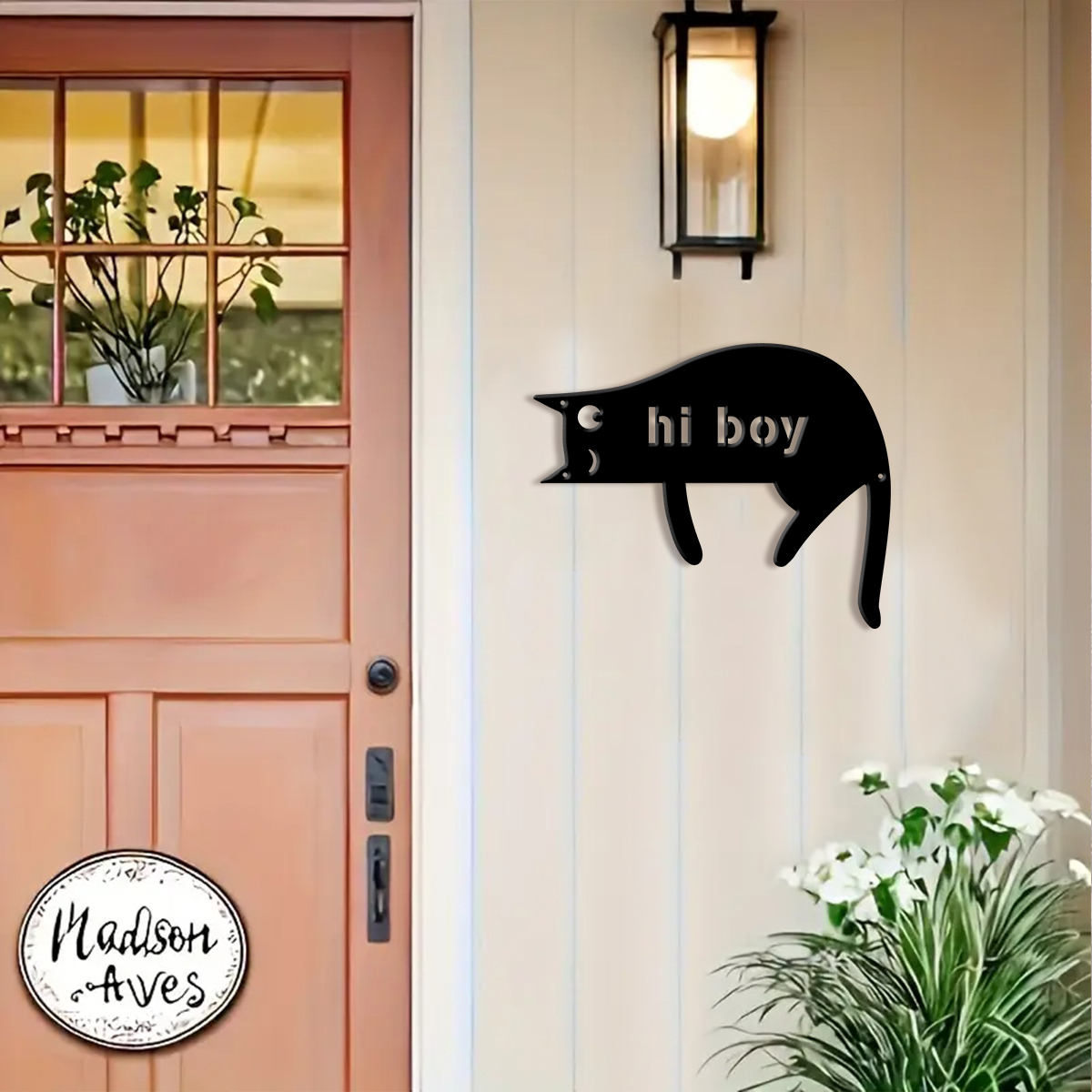 1Pc Custom cat Metal Door Stre - مراجعة Address Home Office وسعره