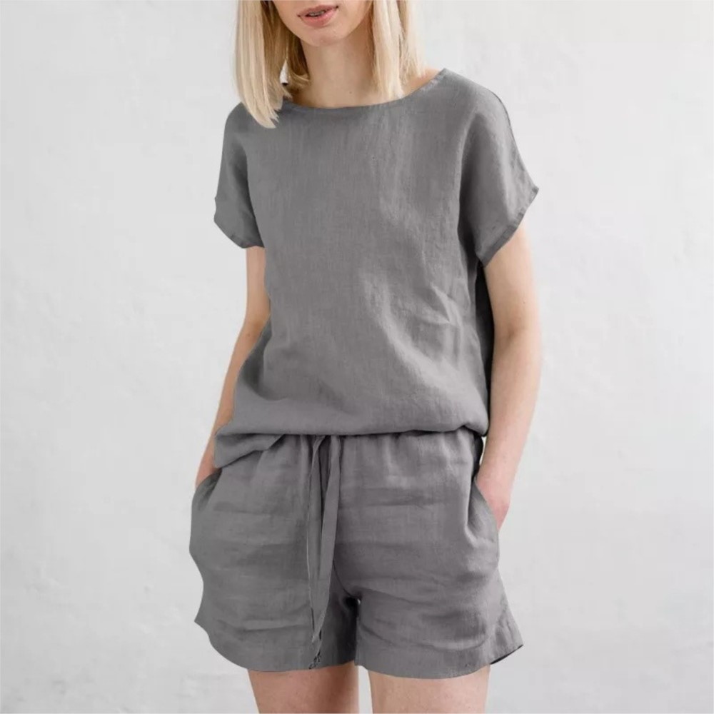 Casual Solid Color Short Sets  - مراجعة Home Office 2024 وسعره