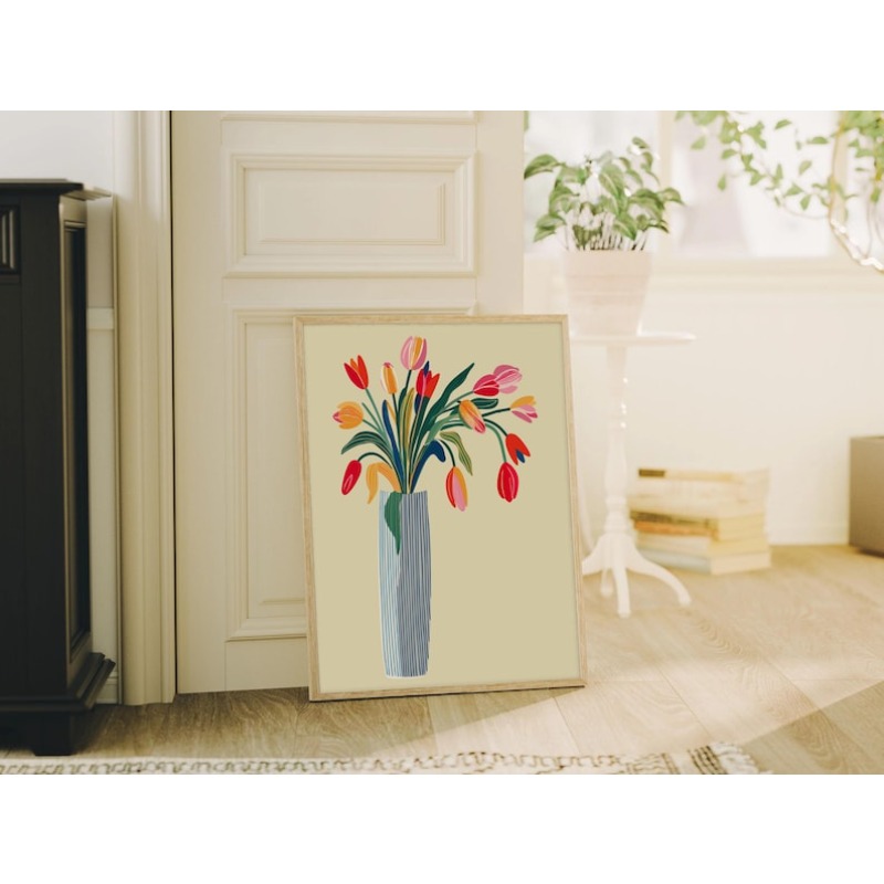 2pcs Tulip Flowers Canvas Wall - مراجعة Home Office Youtube وسعره