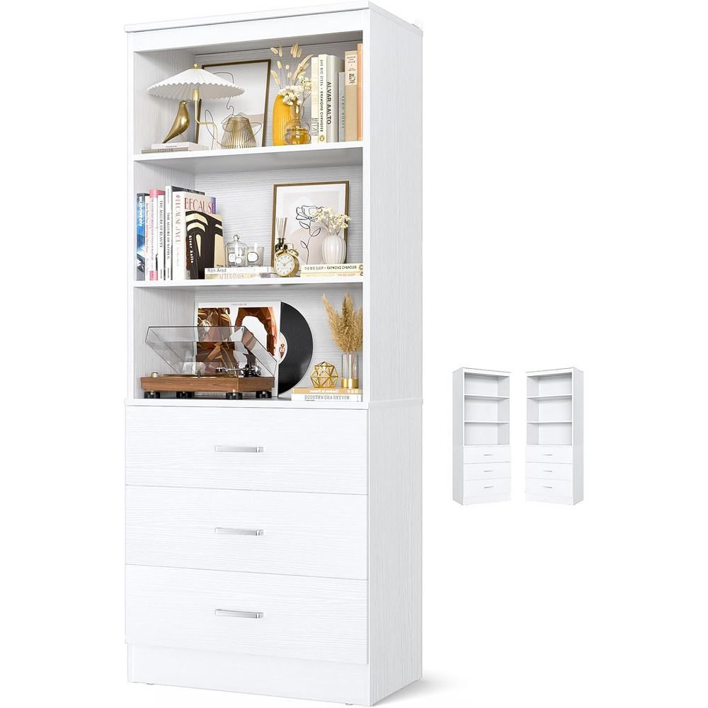 6-Tier White Wooden Bookshelf  - مراجعة Home Office With Bookshelves وسعره