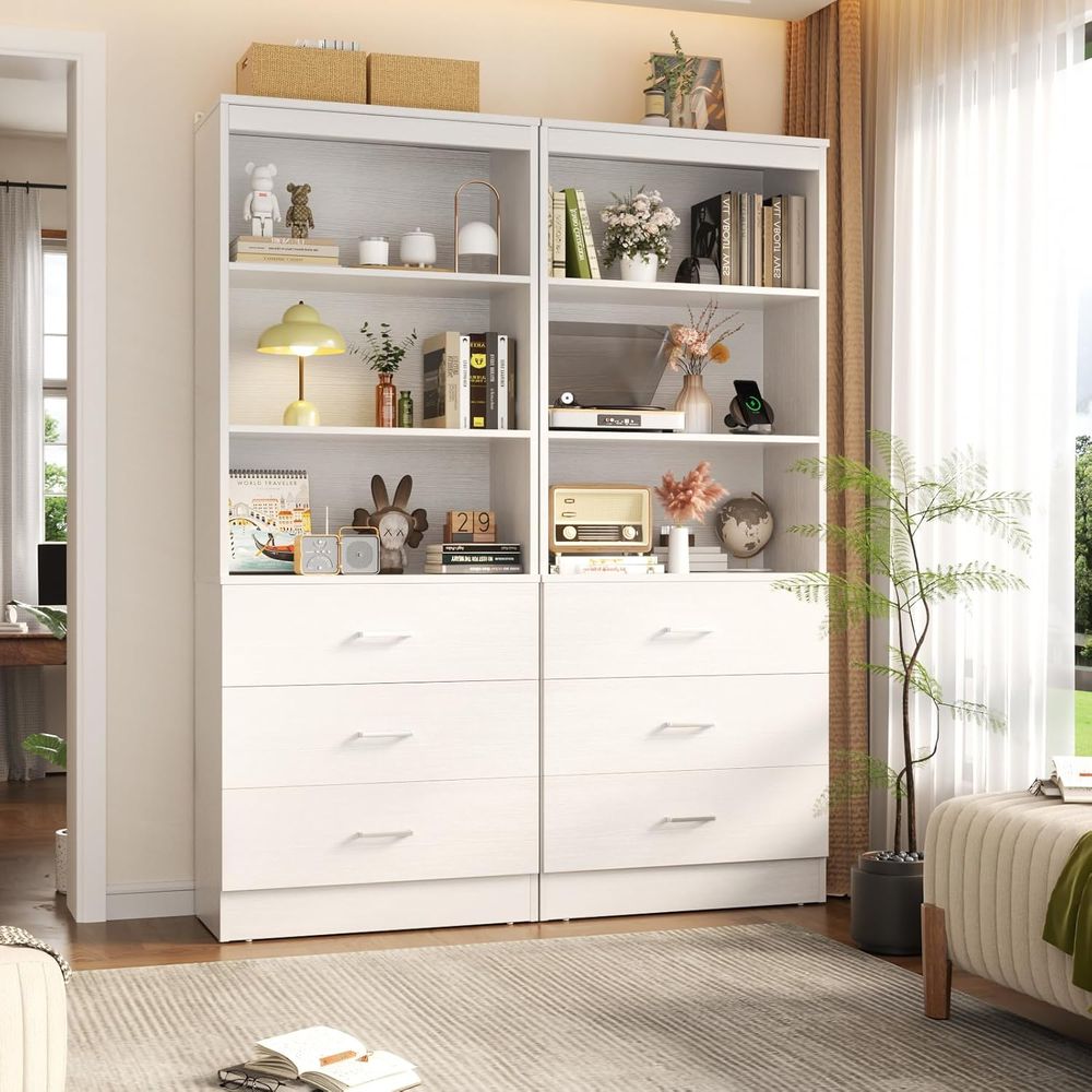 6-Tier White Wooden Bookshelf  - مراجعة Home Office With Bookshelves وسعره