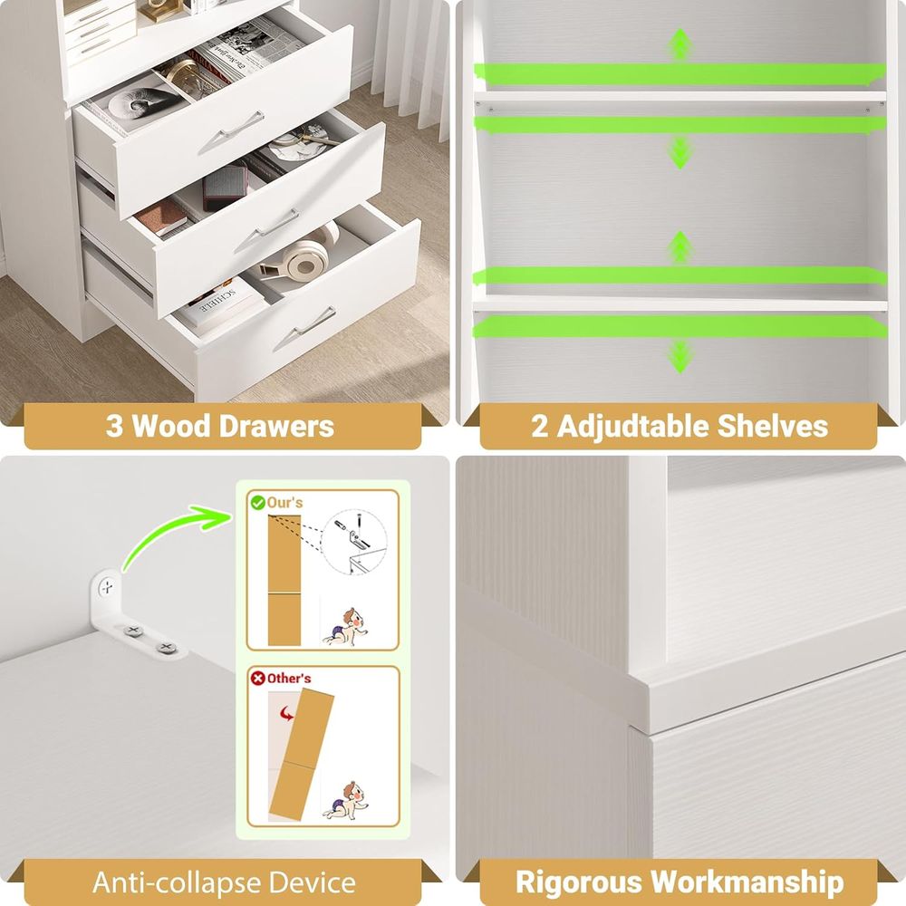 6-Tier White Wooden Bookshelf  - مراجعة Home Office With Bookshelves وسعره