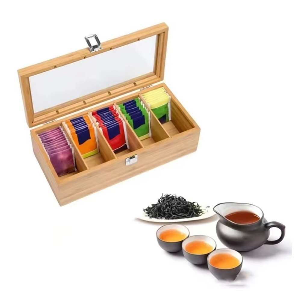 New Bamboo Tea bag Storage Box - مراجعة Home Office Bagas وسعره