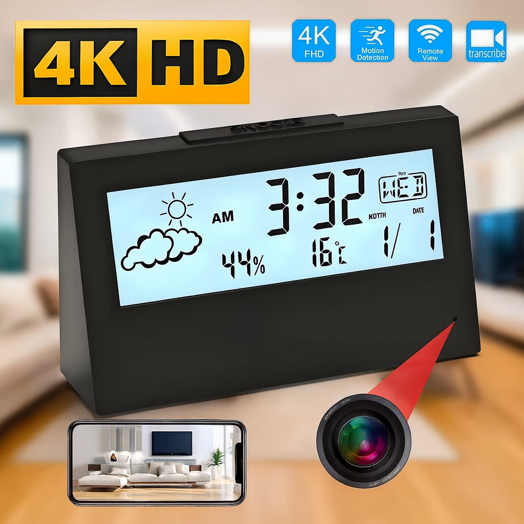 4K WiFi Clock Camera with Moti - مراجعة Home Office With View وسعره