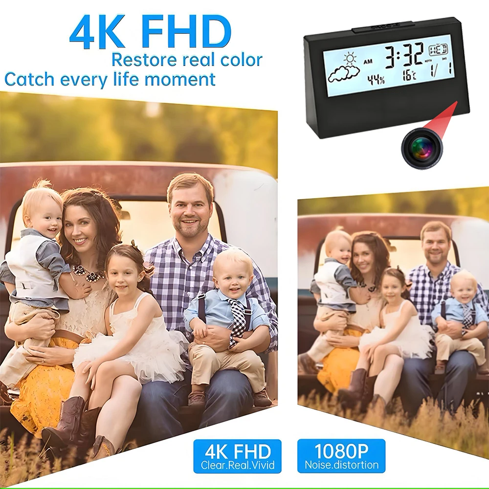 4K WiFi Clock Camera with Moti - مراجعة Home Office With View وسعره