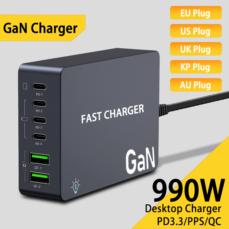 990W GaN Desktop Charger 6-Por - مراجعة Home Office Vivo وسعره