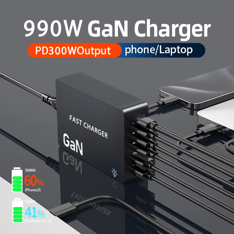 990W GaN Desktop Charger 6-Por - مراجعة Home Office Vivo وسعره