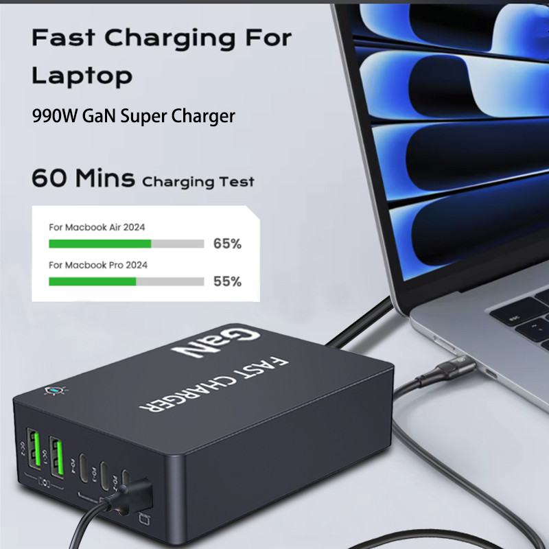 990W GaN Desktop Charger 6-Por - مراجعة Home Office Vivo وسعره